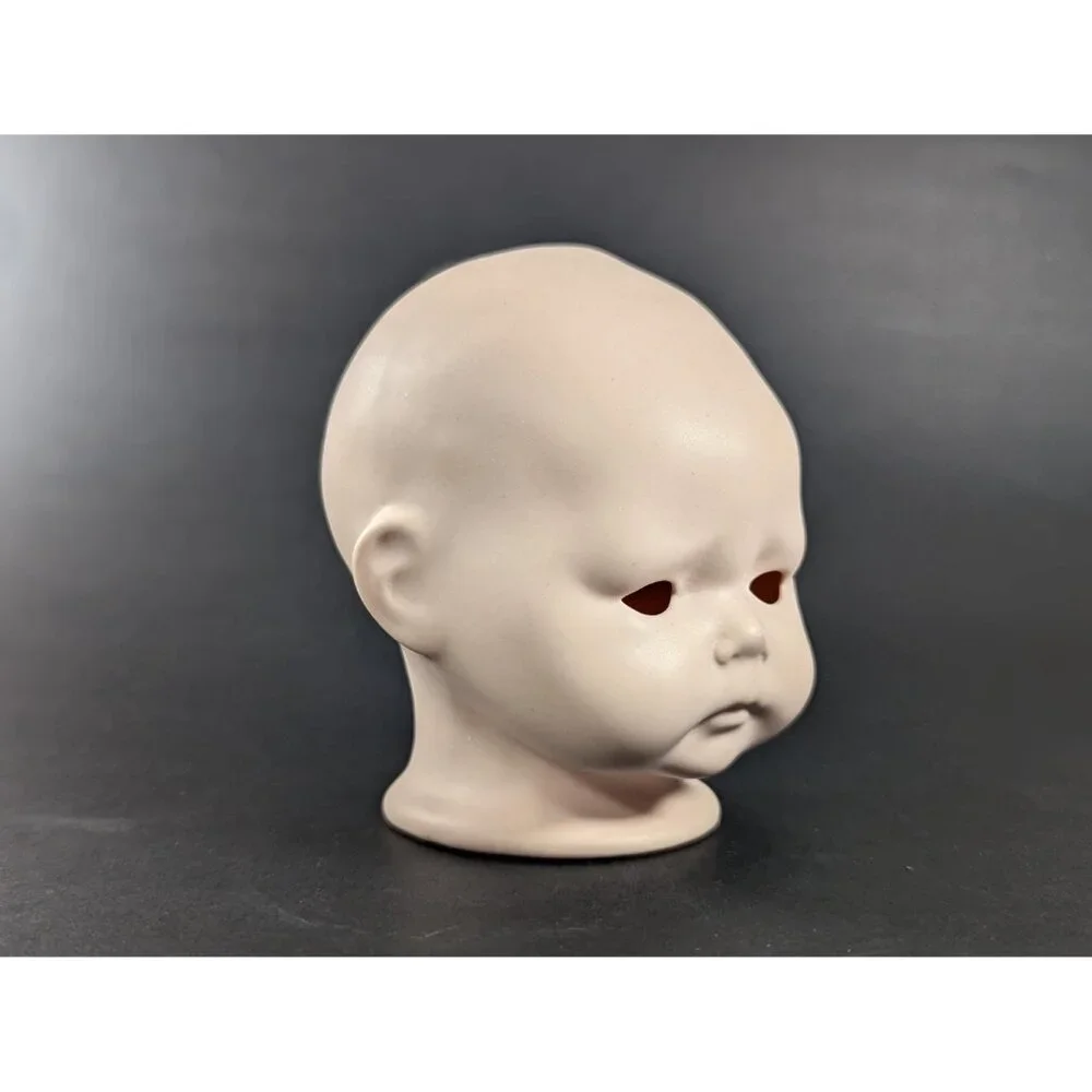 Vintage Creepy Baby porcelain Doll head, open eyes, old doll parts - Picture 5 of 14